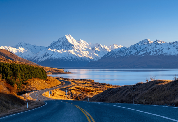 bild över vägen till Mount Cook på Nya Zeeland