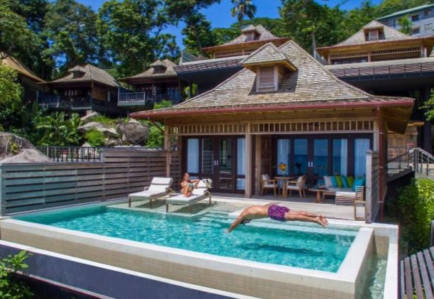 poolvilla på Seychellerna
